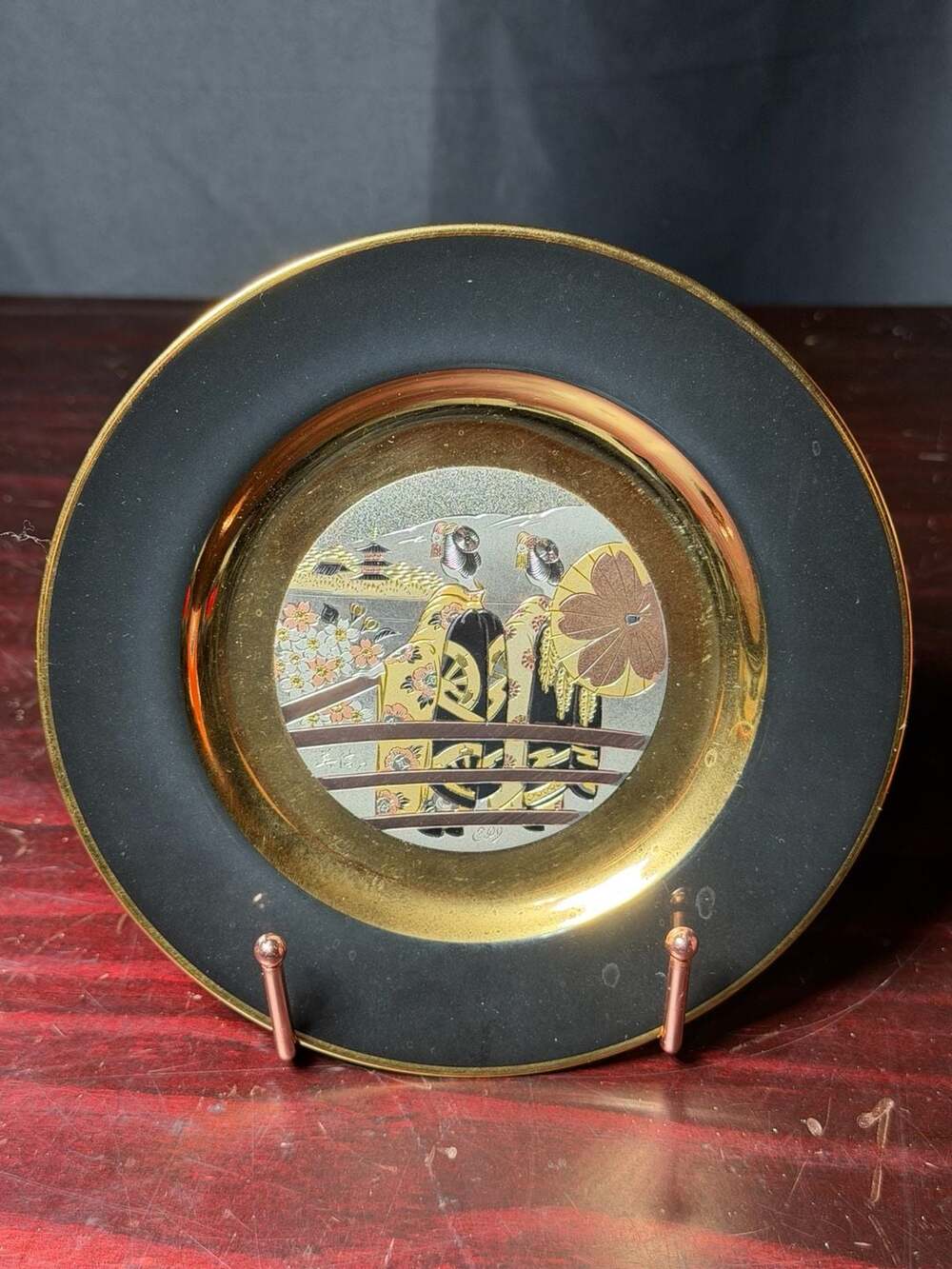 Chokin Art Plate Yoshinobu Hara 1983 Limited Edition Geisha
